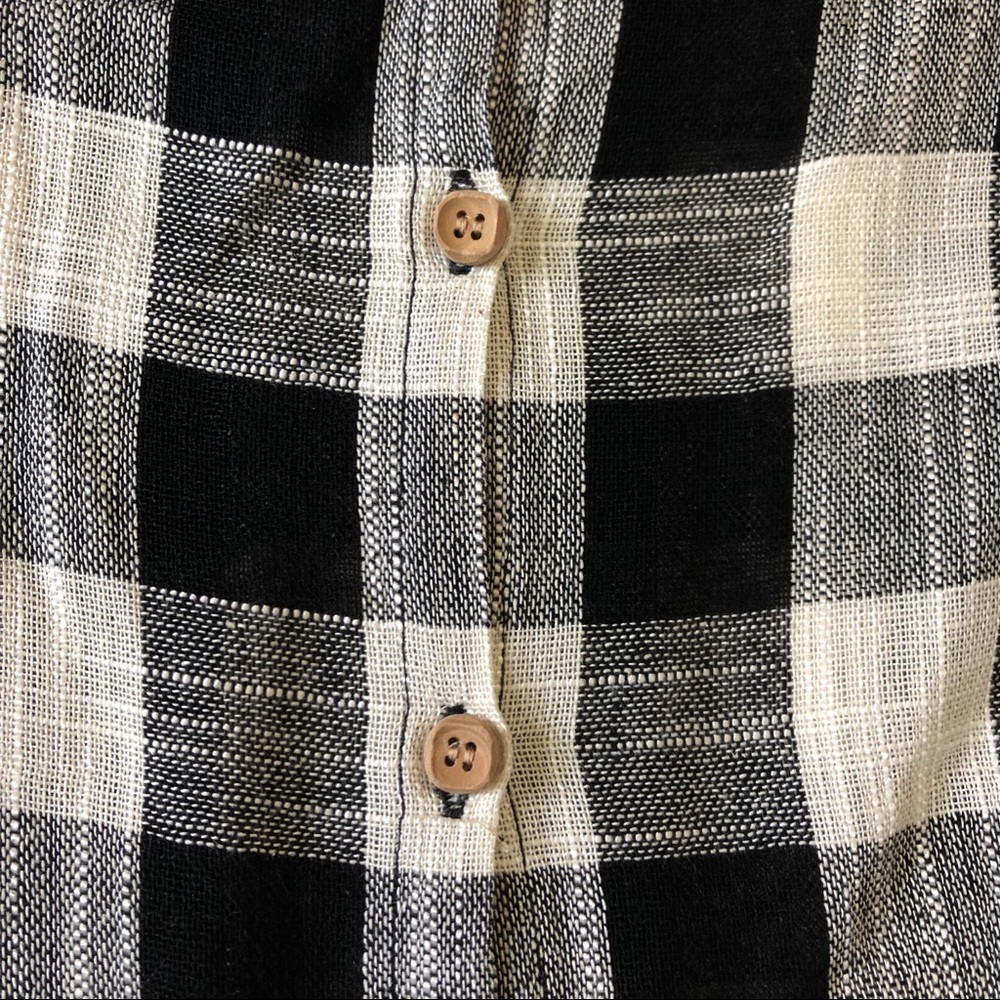 Zara Basic Checkered Linen Blouse Size M - Picture 6 of 8